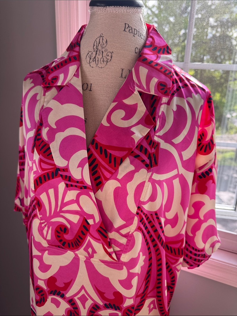 GiGio USA pink paisley Majolica print caftan M/L - Picture 3 of 8